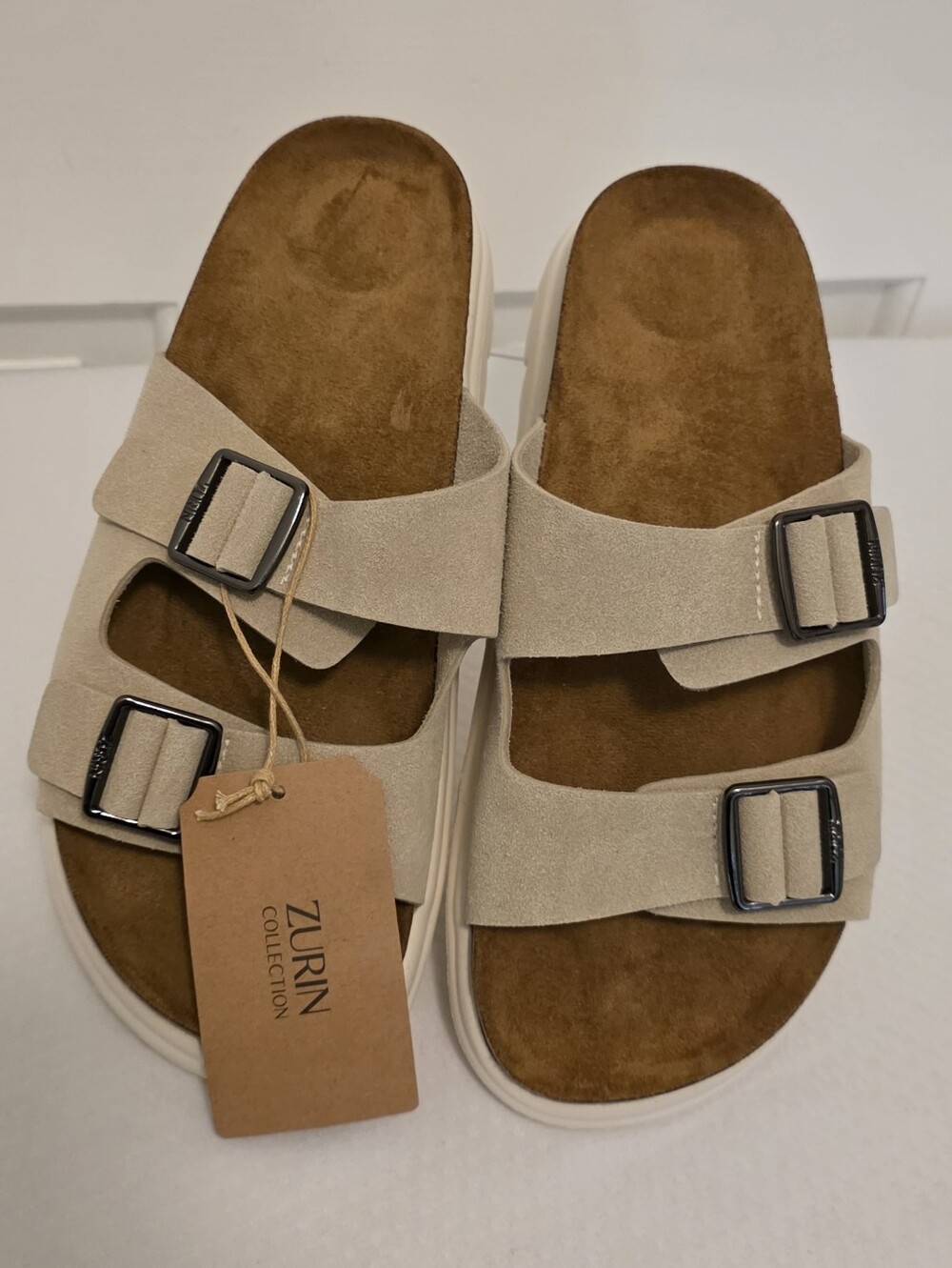 ZURIN COLLECTION Women's Chunky Double-Buckle Slide Sandals Sz. 8.5 Casual Comfy